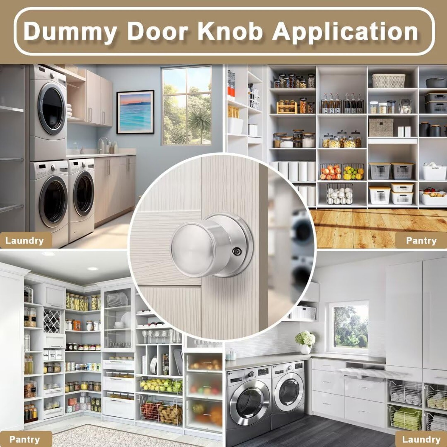 One Sided Dummy Door Knobs Interior for Bifold Doors 2 Pack, Modern Dummy Doo...
