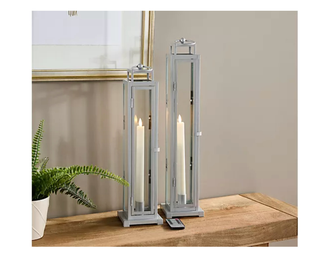 Home Reflections Indoor/Outdoor Set of 2 Taper Lanterns