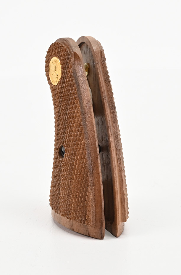 New Colt Python I-Frame Wood Checkered Service Grip With Gold Medallions