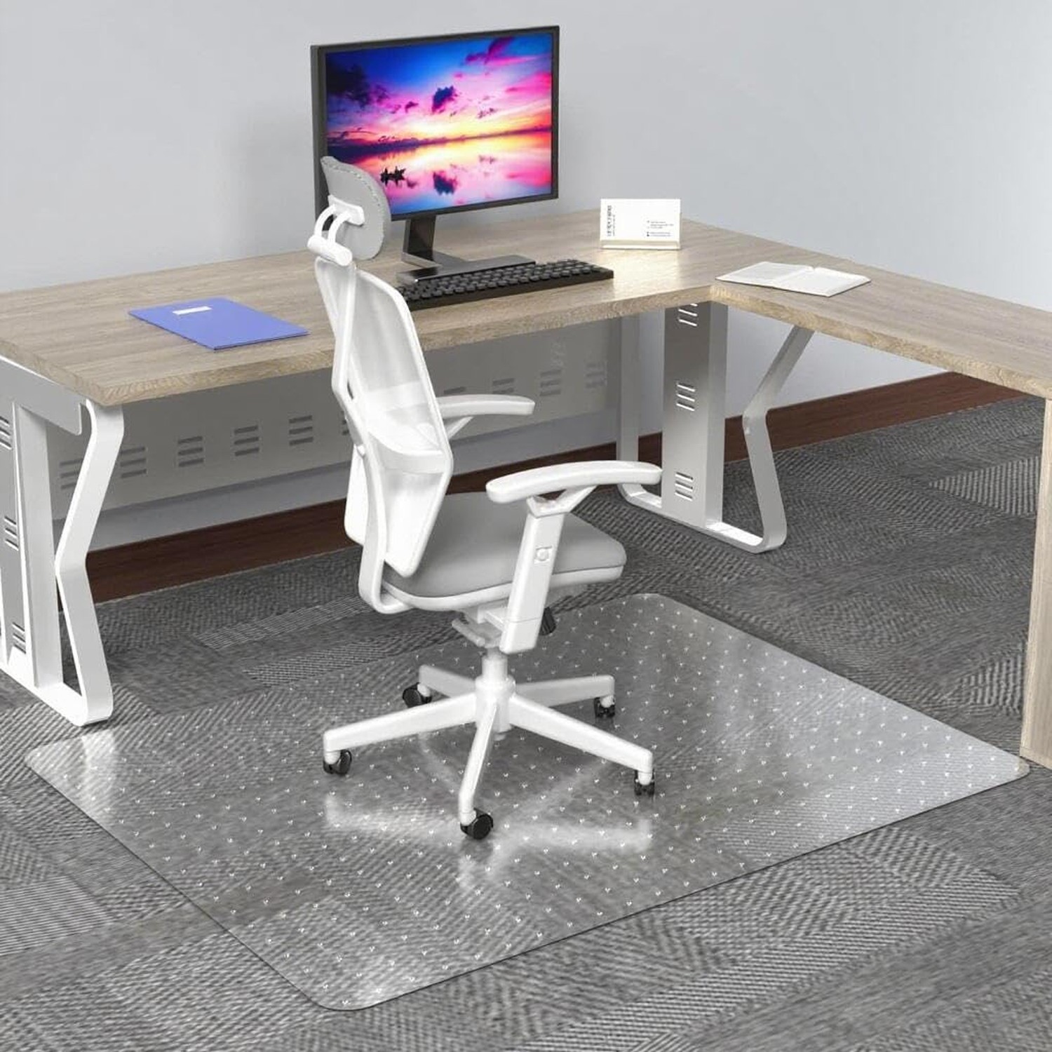 Office Chair Mat, 30" x 48" Transparent Office Desk Chair Mat for Carpeted Fl...