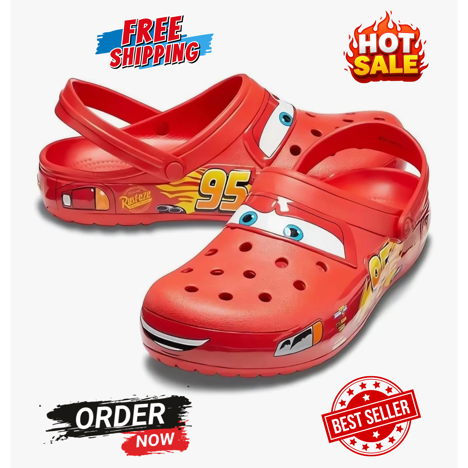 NEW Crocs Lightning McQueen Clog Adult Shoes Limited Classic No Lightup