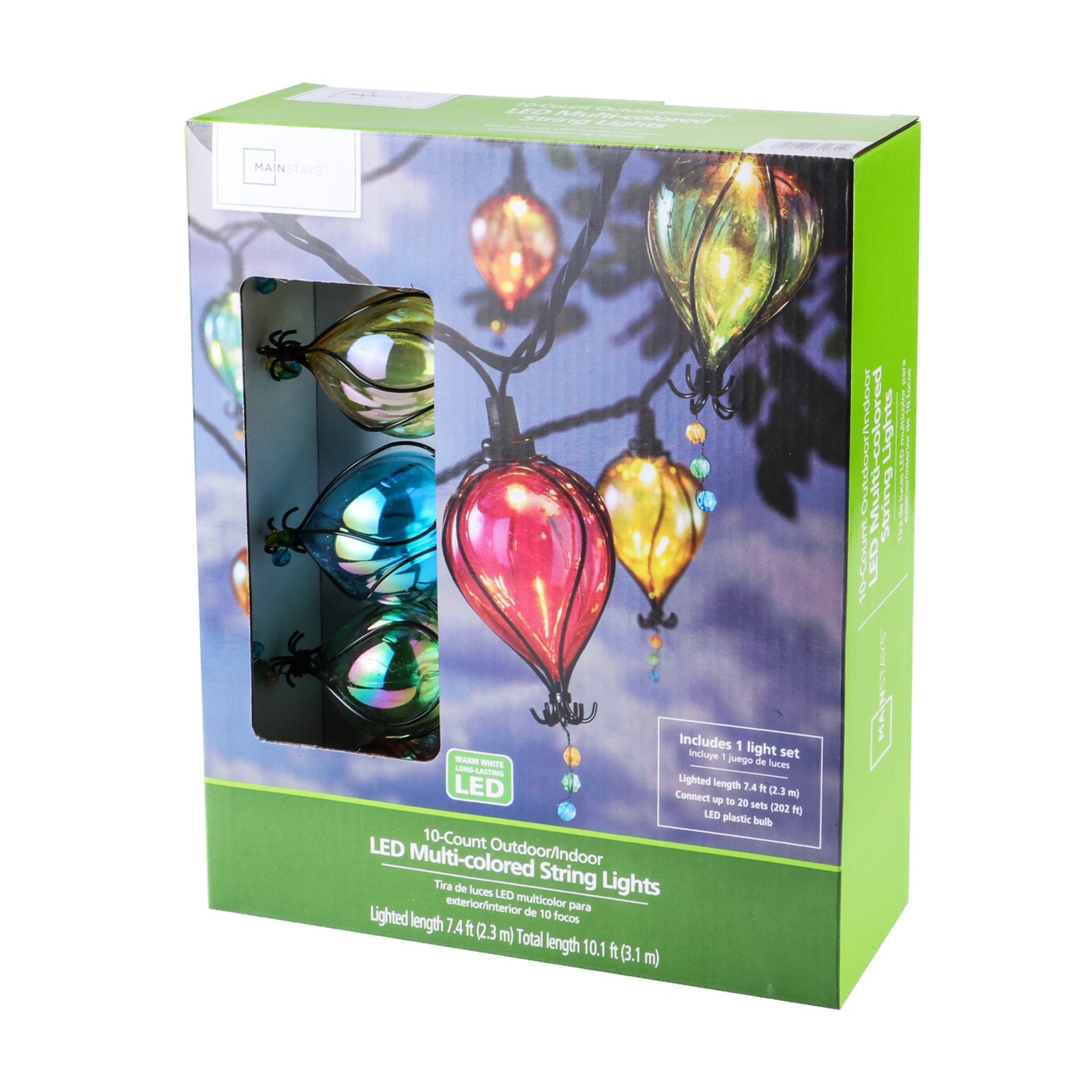 (2pack)10ct7.4ft Multi-color Balloon Shape Plastic LED Tear Drop Outdoor String