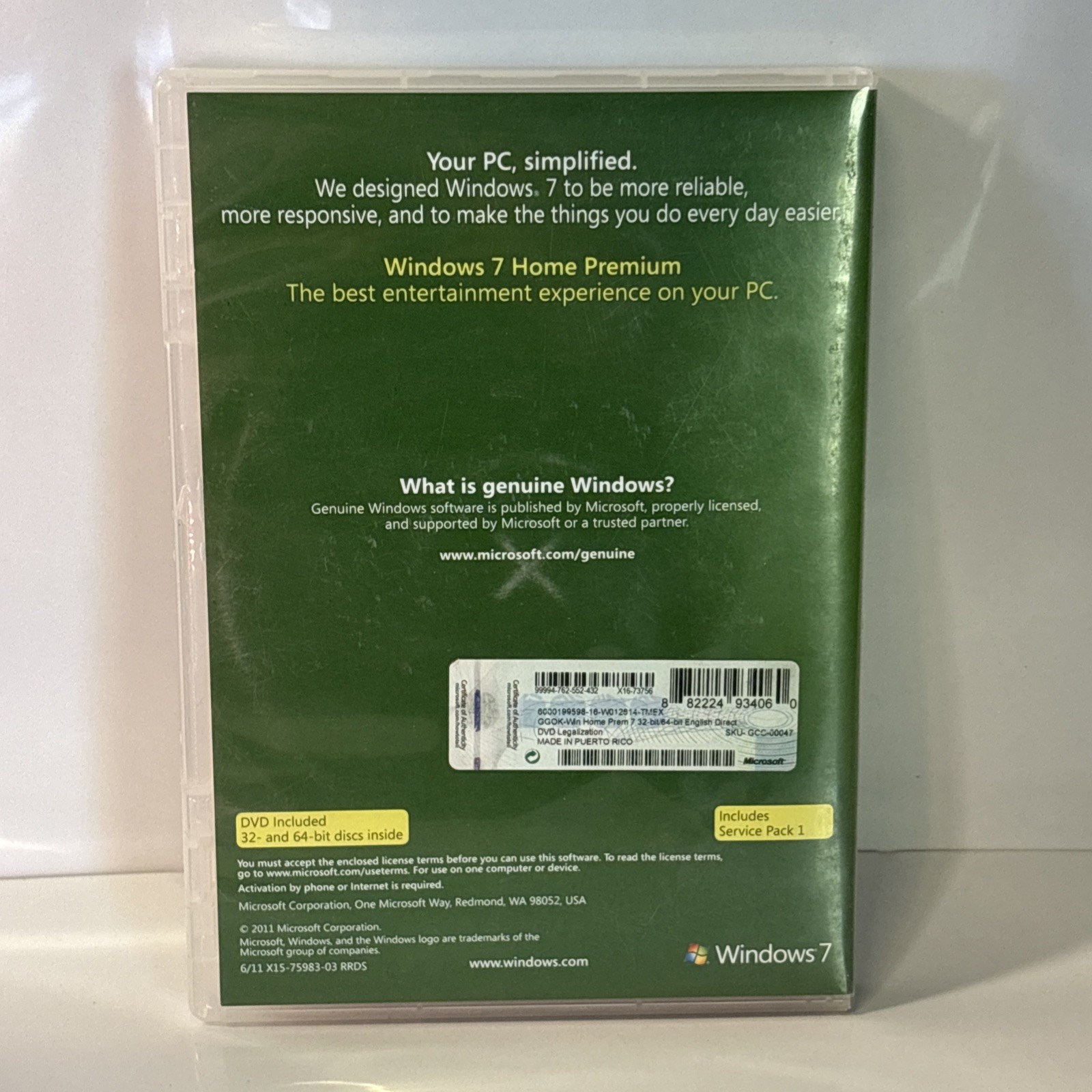 Microsoft Windows 7 Home Premium Upgrade 2 Discs 32 And 64 Bit Good Condition