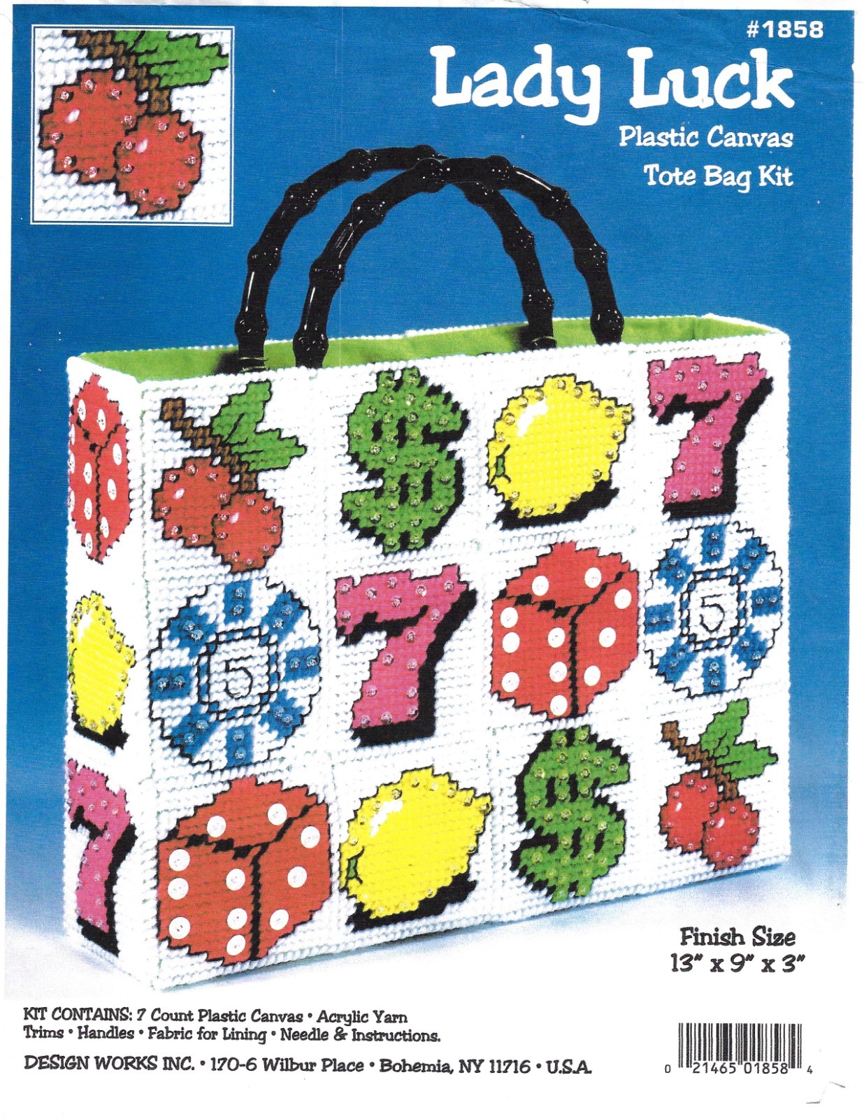LADY LUCK TOTE BAG  7ct plastic canvas  PATTERN  (#TF0391)