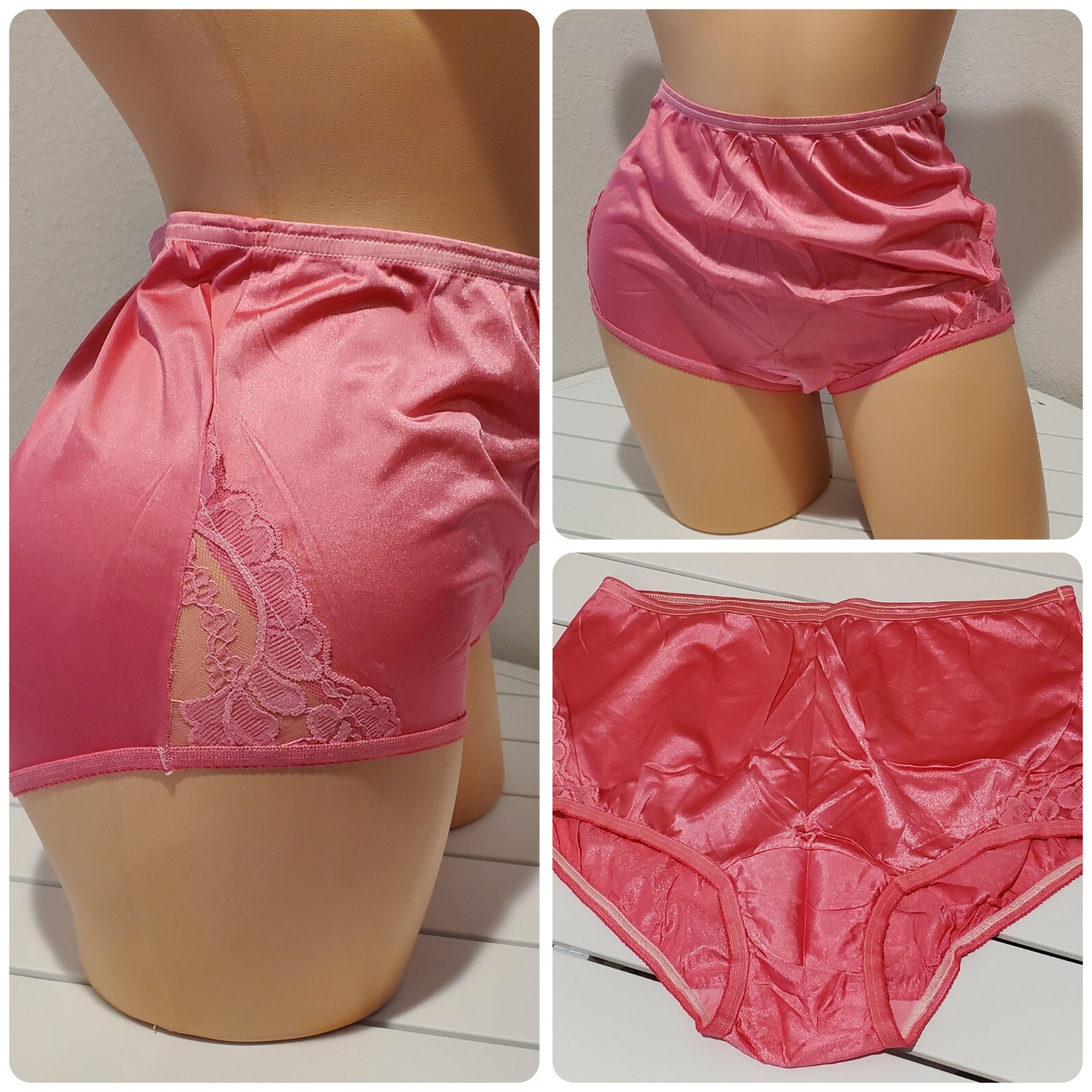 Vanity Fair Lace Nouveau Shiny Nylon Panty Full Cut 9/2XL Azalea PINK