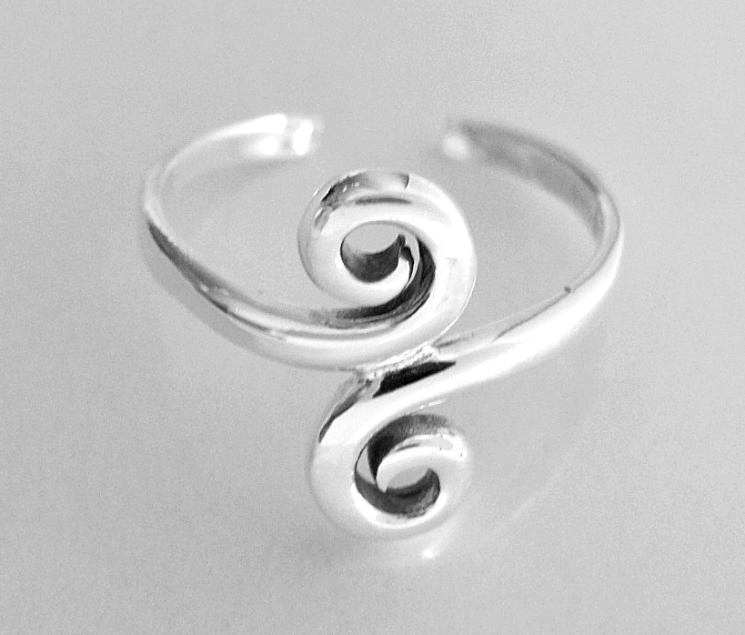 Sterling Silver Swirls narrow band size small - medium adjustable toe ring