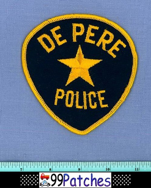 DE PERE (Old Vintage) ILLINOIS Police Shoulder Patch GOLD STAR CHEESECLOTH 7I