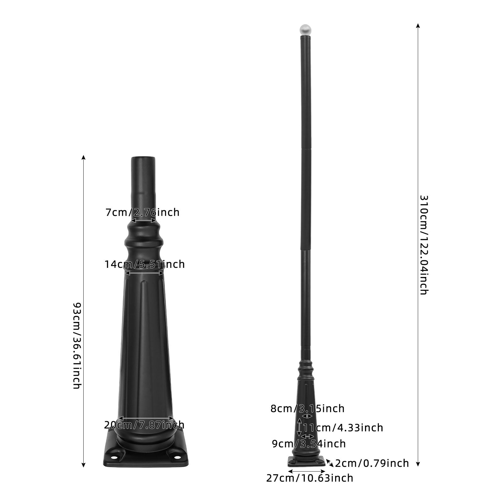 3.1m European Light Post,Split-Type Light Post,Floorstanding Outdoor Light Post