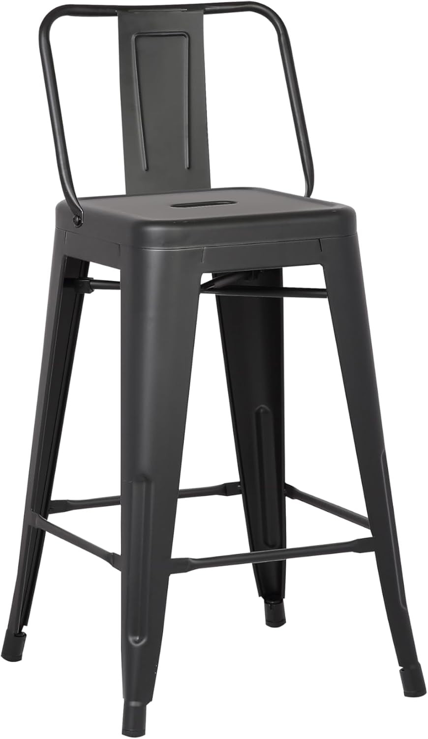 Rustic Black Metal Barstool Set of 2 - Lightweight, Sturdy, Easy Assembly