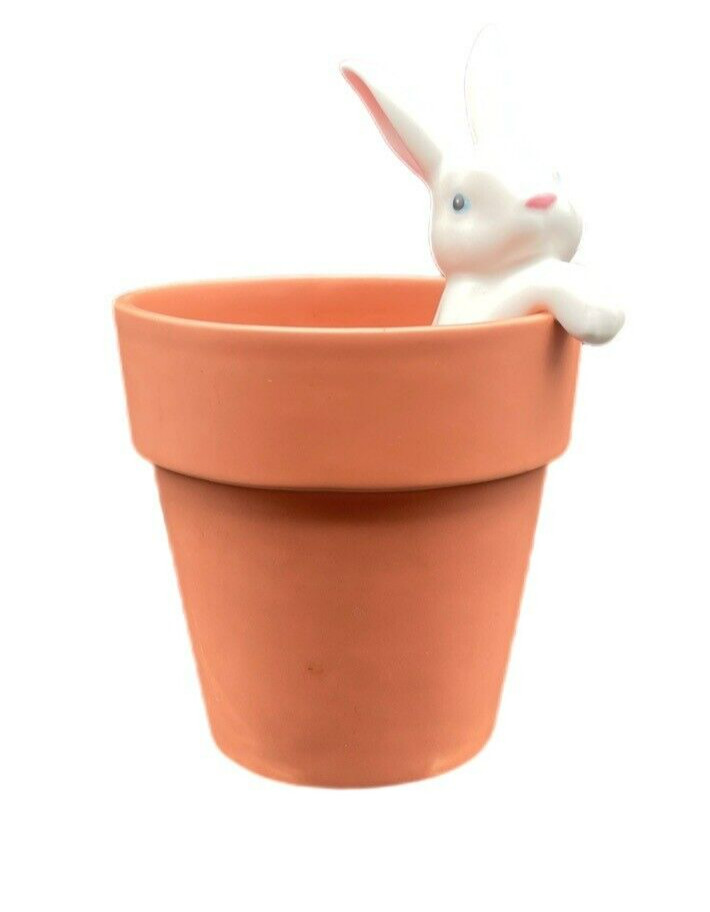 Department 56 White Bunny Rabbit Planter Terra Cotta Glaze