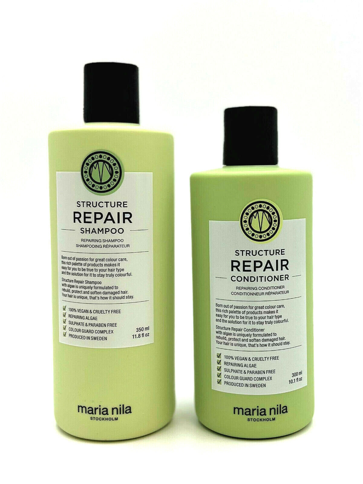 Maria Nila Structure Repair Shampoo 11.8 oz & Conditioner 10.1 oz 100% Vegan