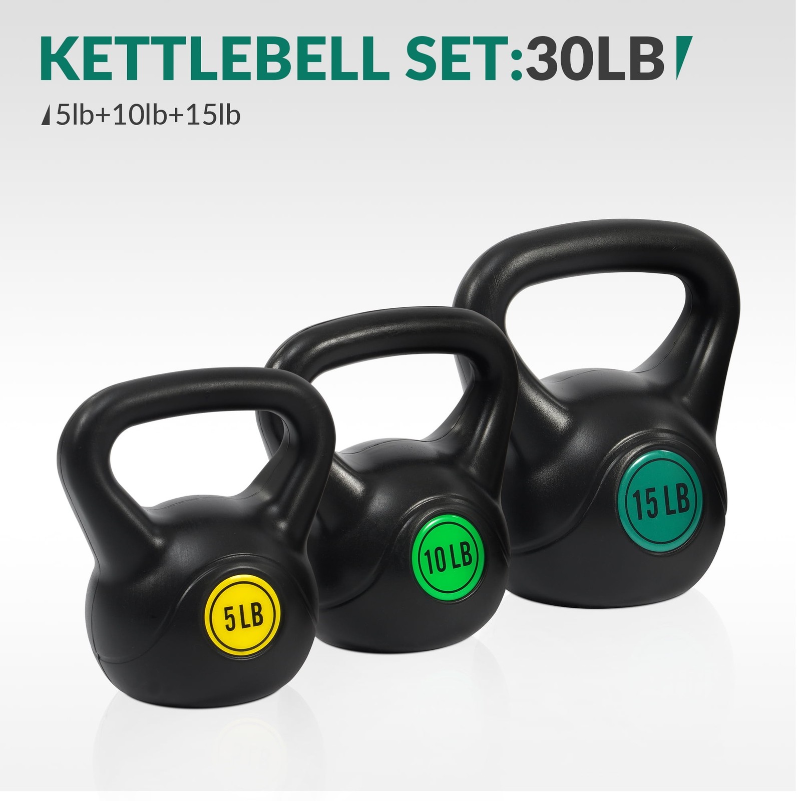 BalanceFrom 5 10 15lbs Wide Grip Kettlebell, Black