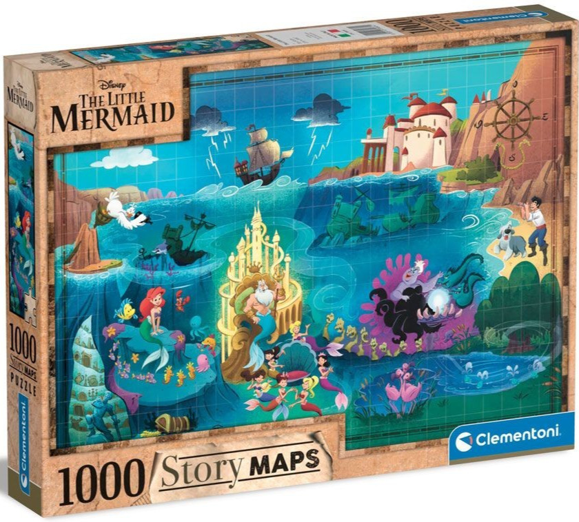 NEW Clementoni Jigsaw Puzzle 1000 Pieces Disney Story Maps The Little Mermaid