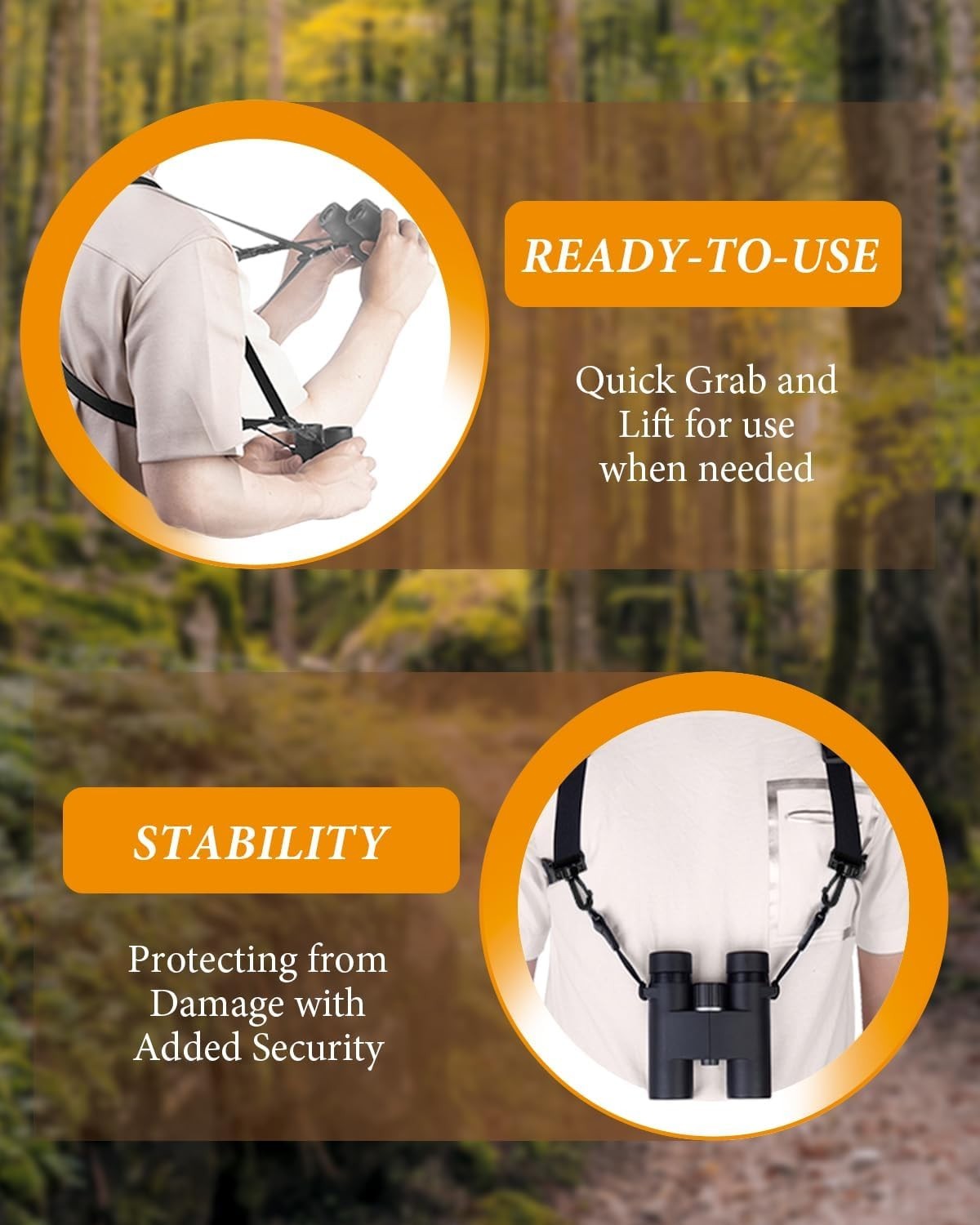 Binocular Harness Strap for Hunting, X-shaped Decompression Binocular Straps for