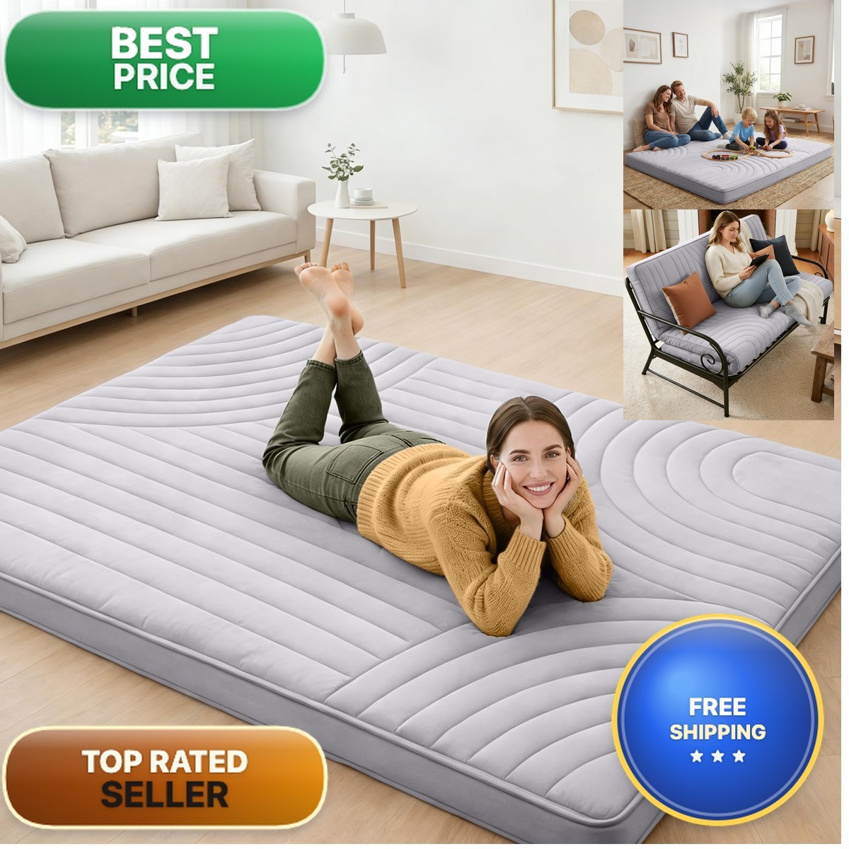 ZonLi Japanese Floor Mattress Futon Mattress Twin Size 4 Inch Thick 1