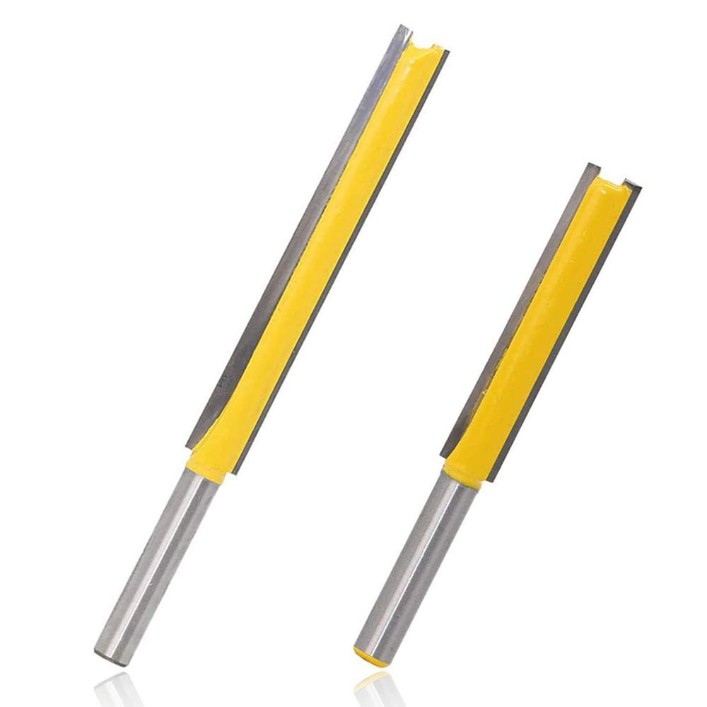 Mesee Set of 2 Pieces Extra Long Straight Router Bit Set, 1/4-Inch Shank 2pcs