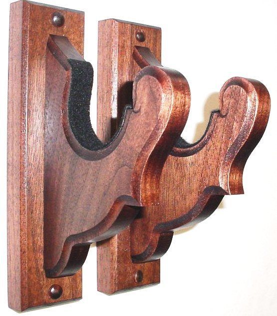 Walnut Wooden Gun Rack Hangers Rifle Shotgun Classical Wall Display 2" Hooks
