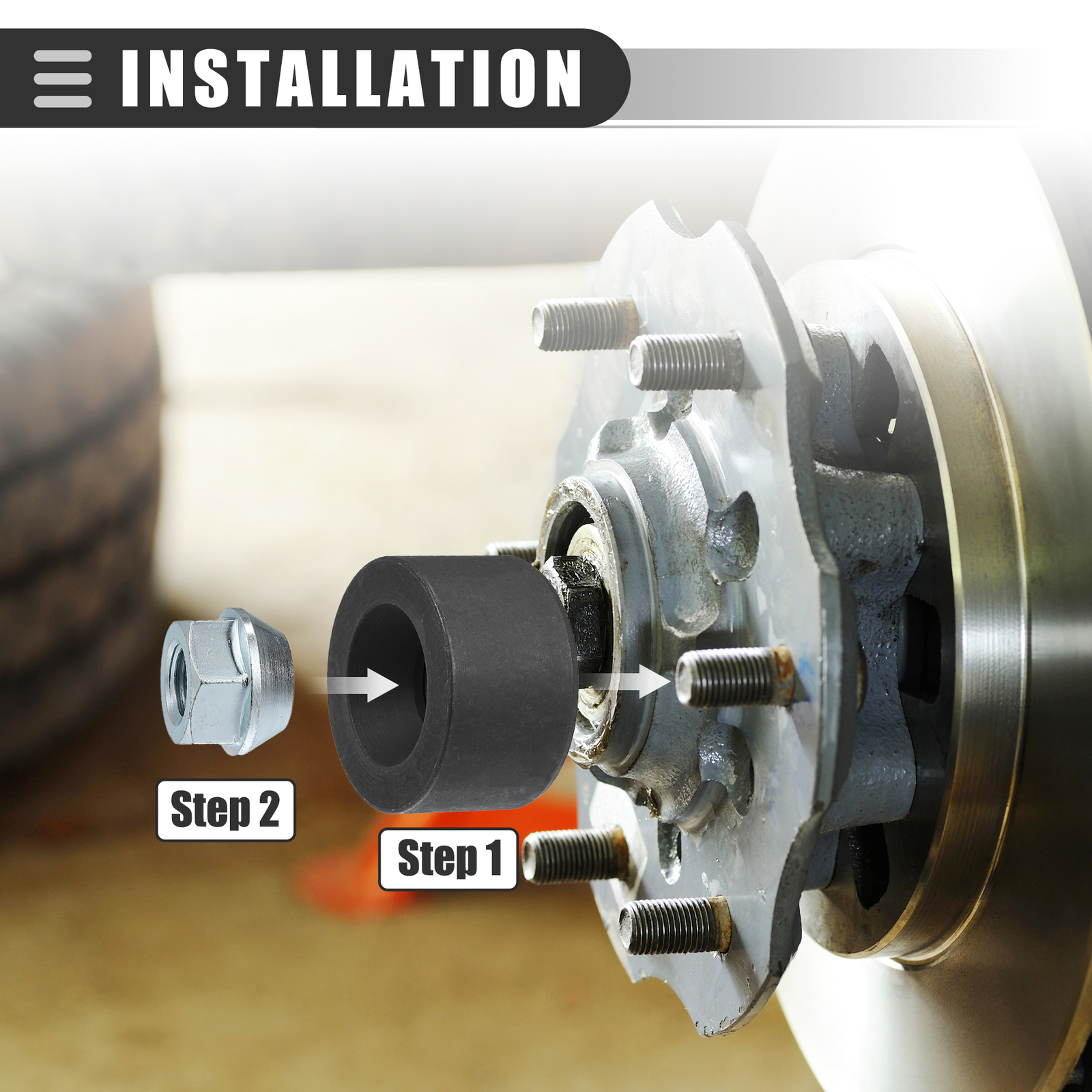 Universal Pack (2) Wheel Stud Installer Tool with 3/4" Hex Wheel Lug Nuts
