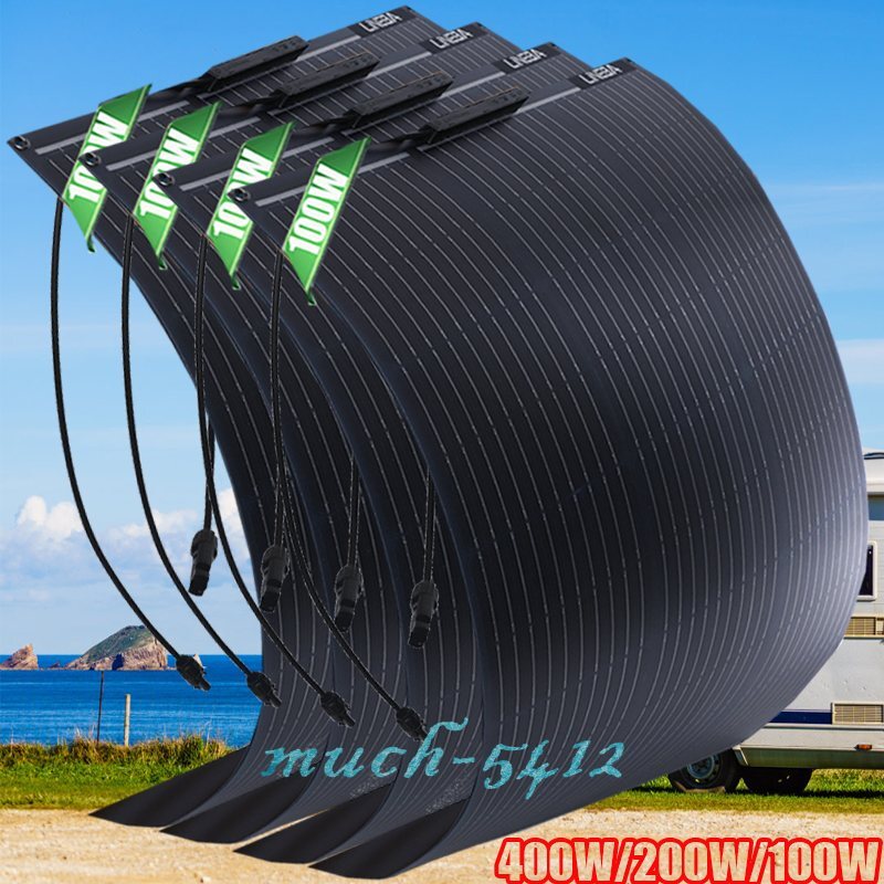 100W 200W 400W Portable Flexible Solar Panel Mono RV Camping Off-Grid Rooftop