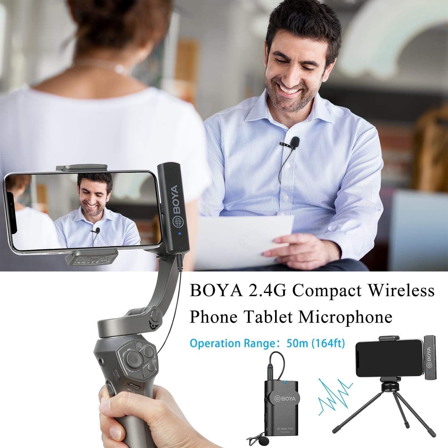 BOYA BY-WM4 PRO-K3 2.4 GHz WIRELESS MICROPHONE SYSTEM FOR LIGHTENING DEVICES IOS