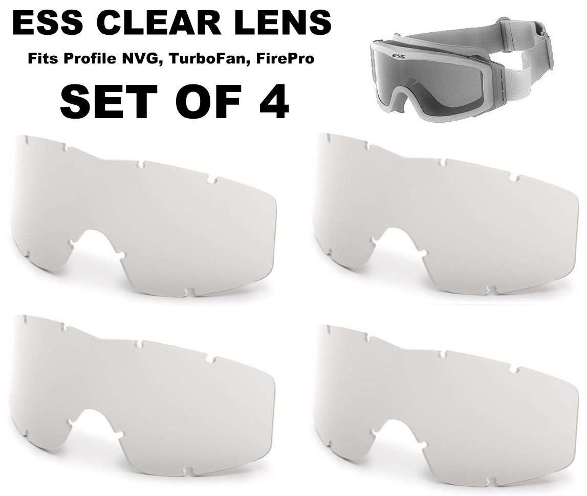 SET OF 4 New ESS Profile NVG Goggle, FirePro, TurboFan - Replacement Lens -Clear