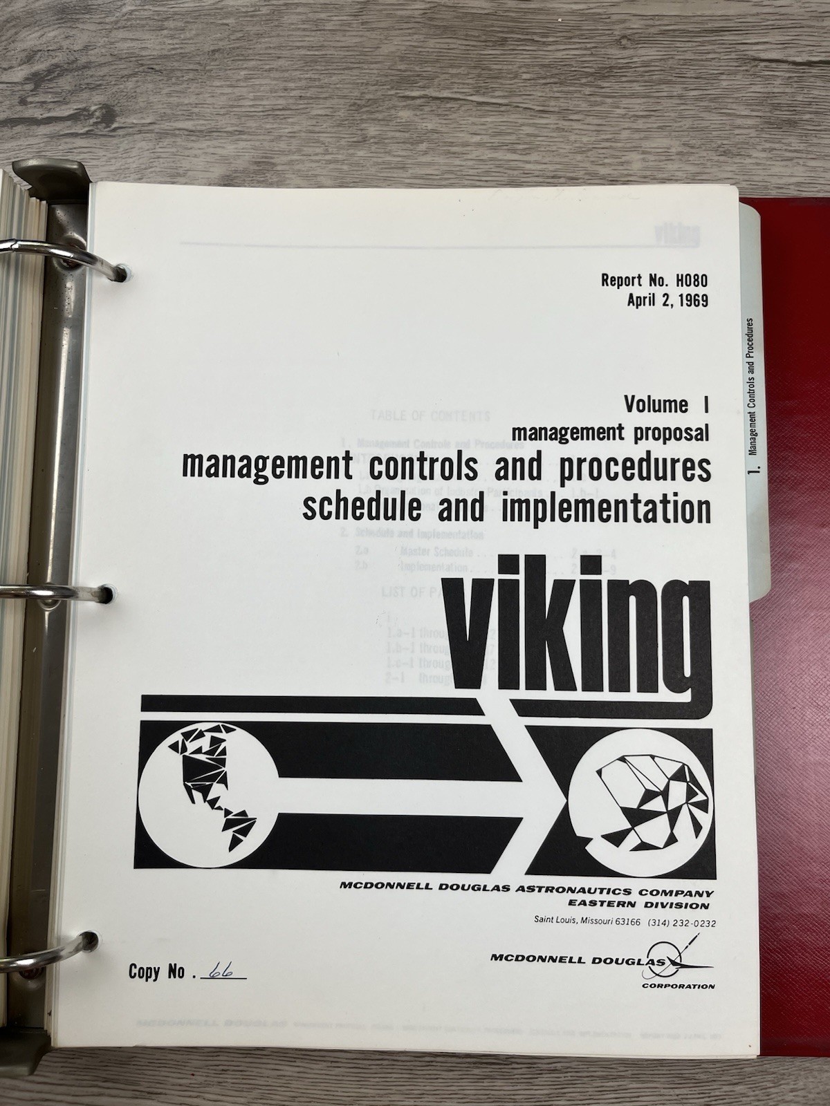 RARE Viking Space Program Proposal McDonnell Douglas Plans & Control Vol 1 & 2