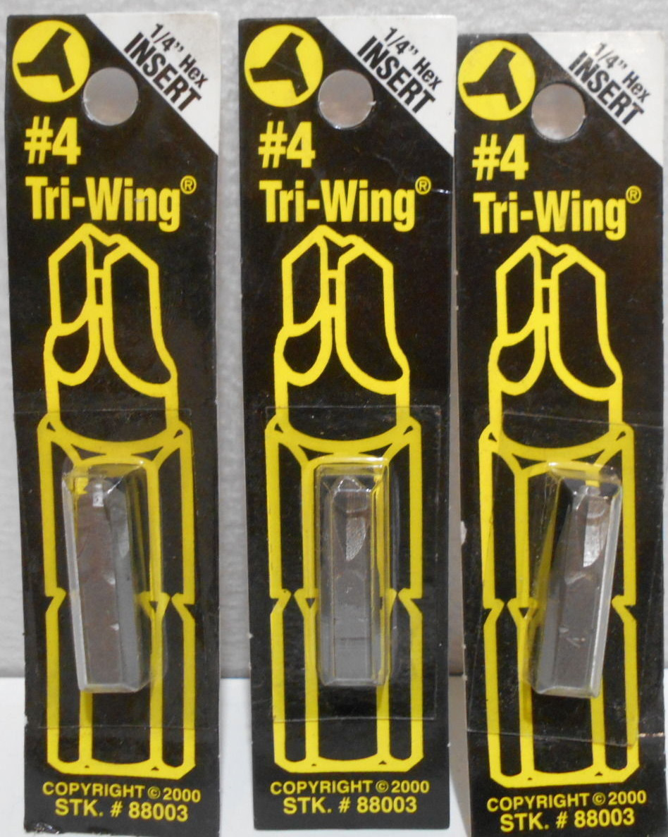 Lot of 3 New Best Way Tools Tri-Wing Insert Bits  #4
