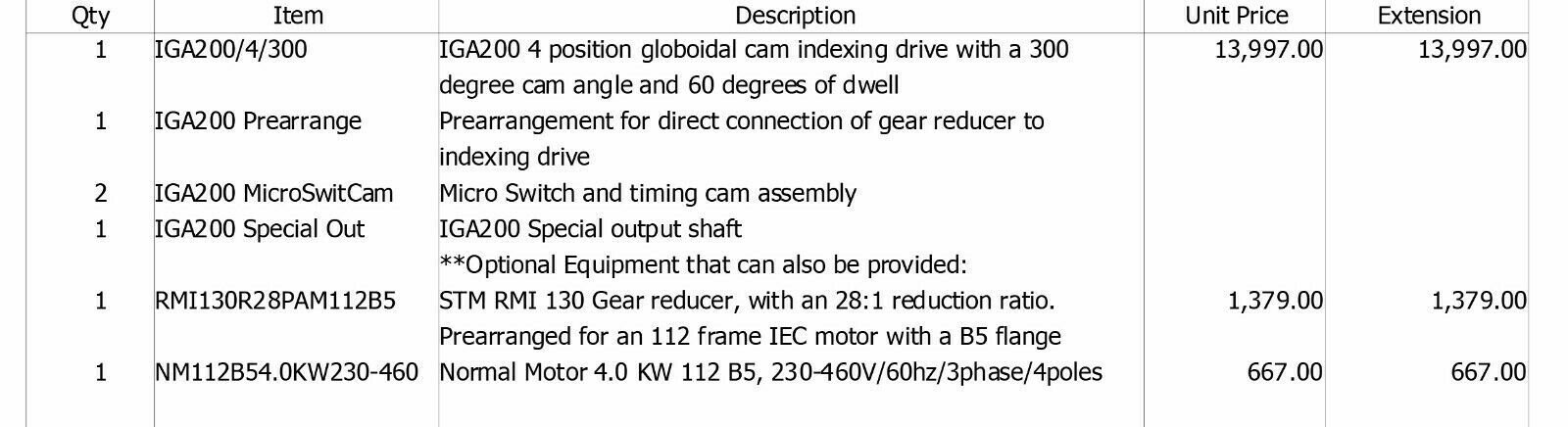 CDS Cam Driven Systems IGA200 4 Position Globoidal Cam Indexing Drive
