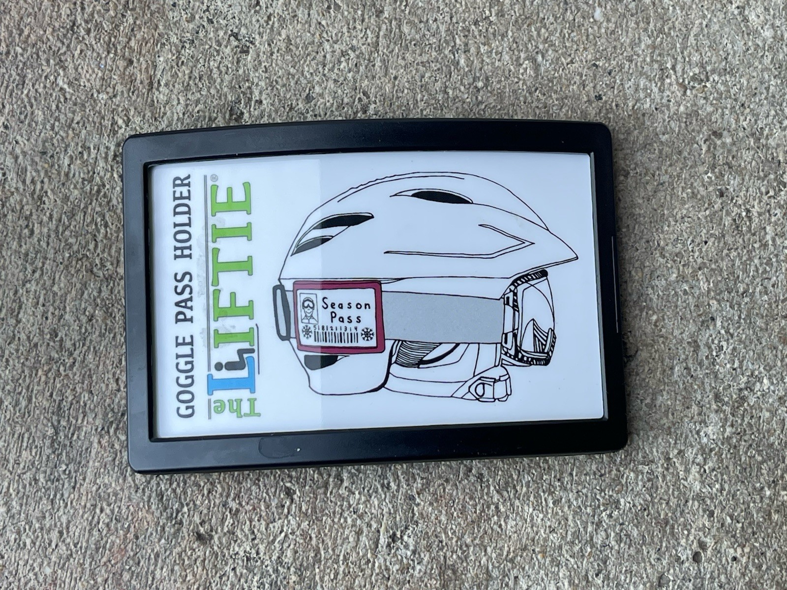 The Liftie Ski Snowboard Goggle Pass Holder for Ski Snowboard Helmets - Black