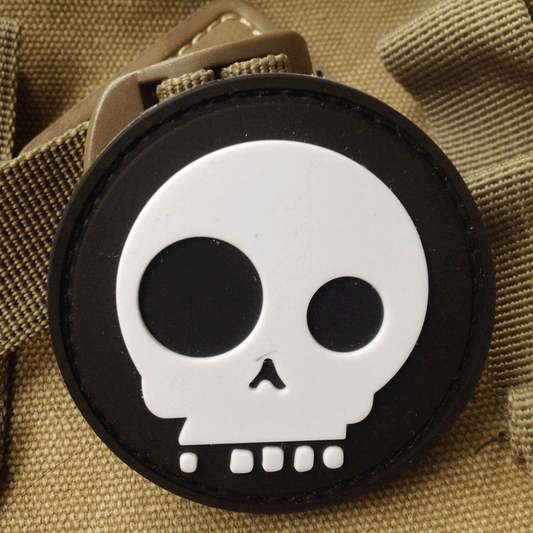 3D PVC GEAR MEAN T-SKULL TAD ARMY MILITARY RUBBER HOOK PATCH BLACK WHITE BADGE