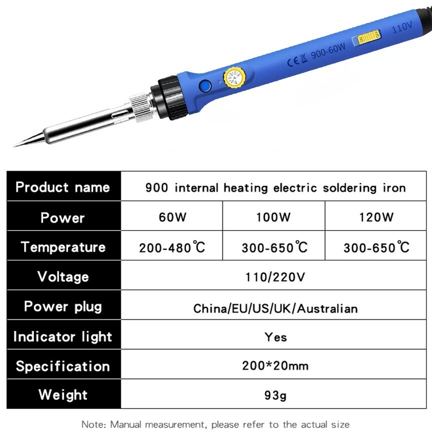 Soldering Iron Wire Electric Adjustable Temperature 60W Welding Solder Tips