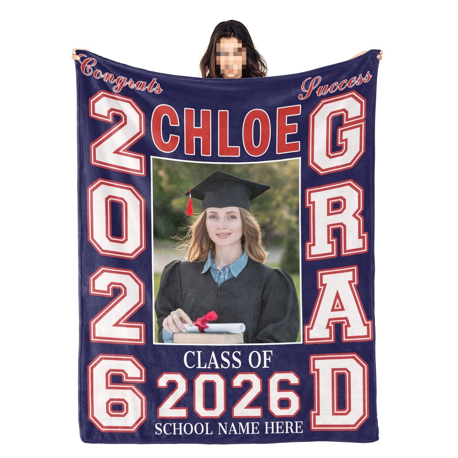 Class 2026 Graduation Blanket - Personalized Photo Name Custom Outdoor Blanket ♪