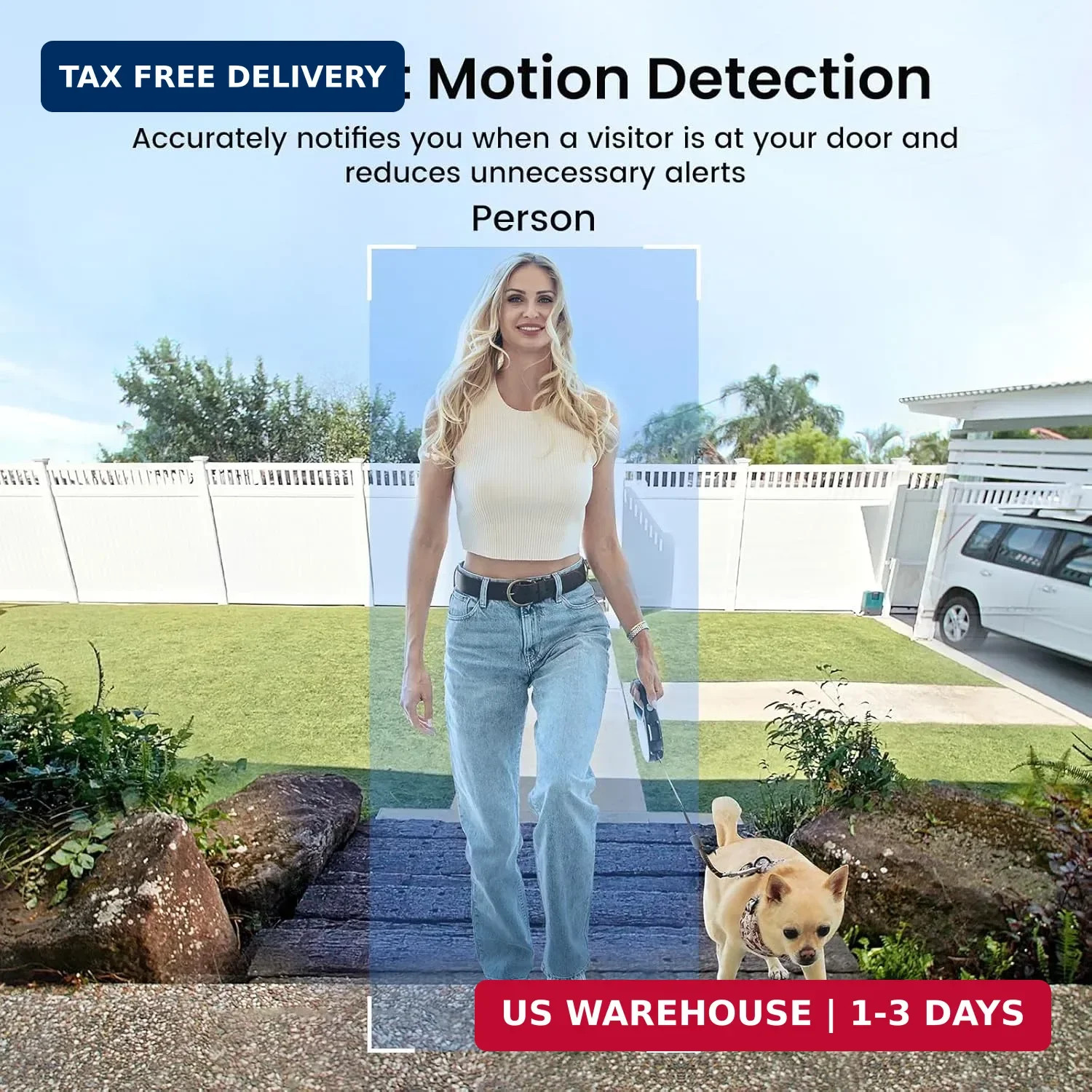 AOSU Wireless Doorbell Camera, 170° Ultra Wide Viewing Angle, Intelligent Parcel