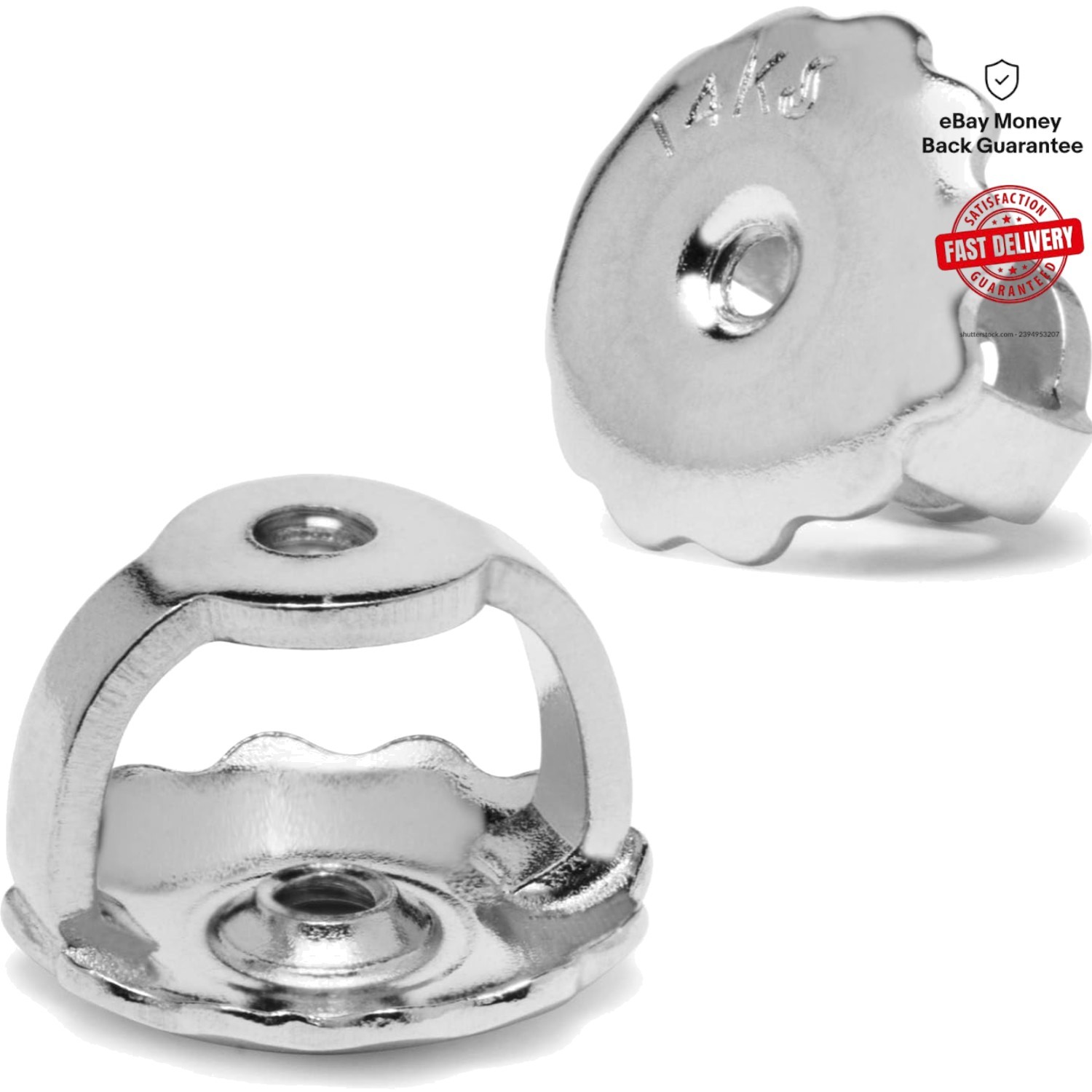 Durable 14K White Gold Earring Back Locking Pair - Perfect for Travel & Gifting
