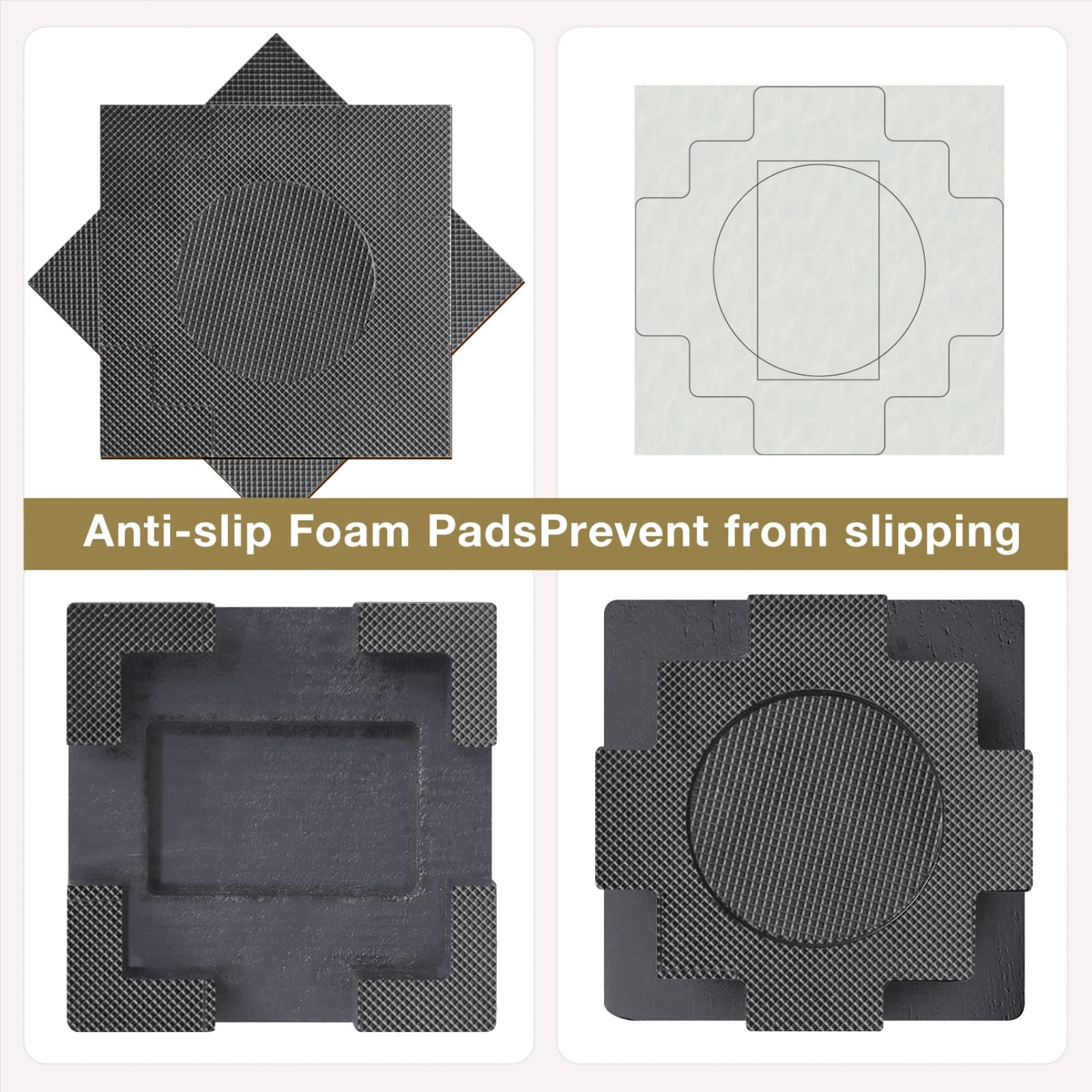 Black Wood Bed Risers NonSlip Rubber Pad Stackable Lifts Extenders 4 Pack