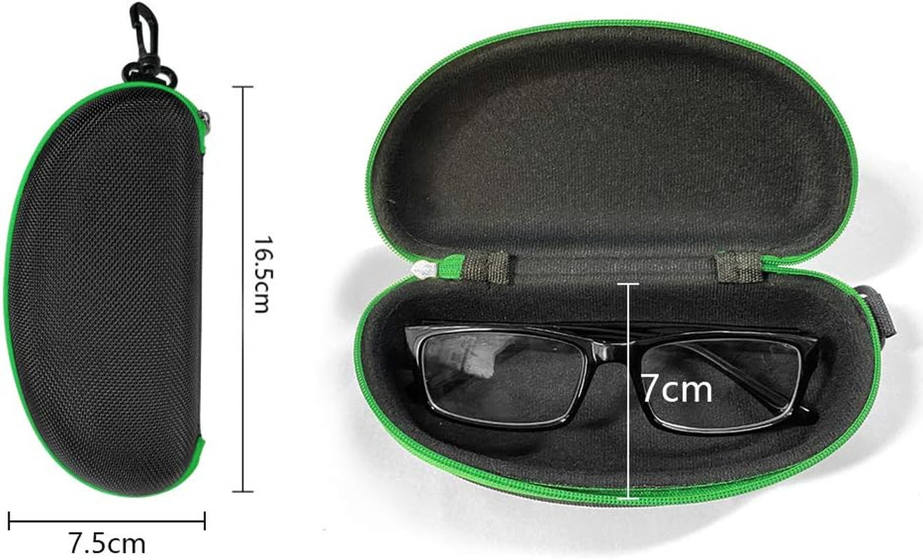 3 Pack Zipper Shell Eyeglasses and Sunglasses Case with Plastic Carabiner Hook