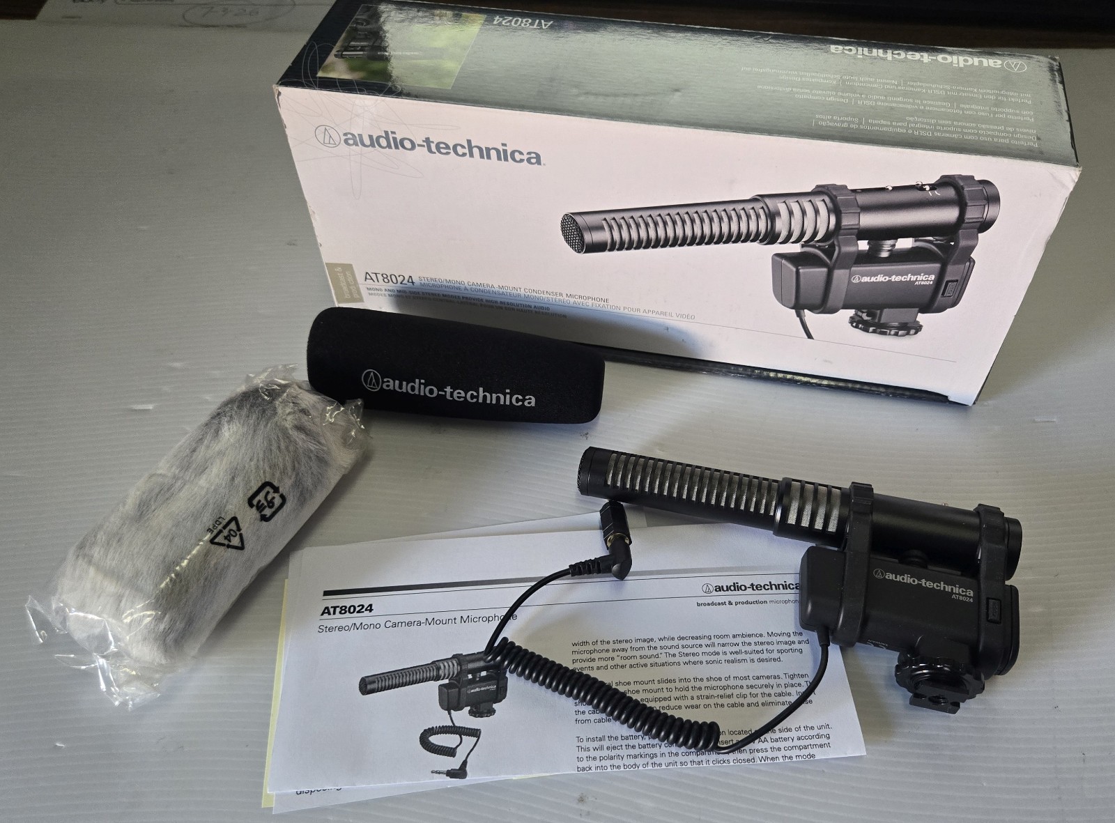 Audio Technica AT8024 DSLR Stereo Mono Camera Mount Microphone