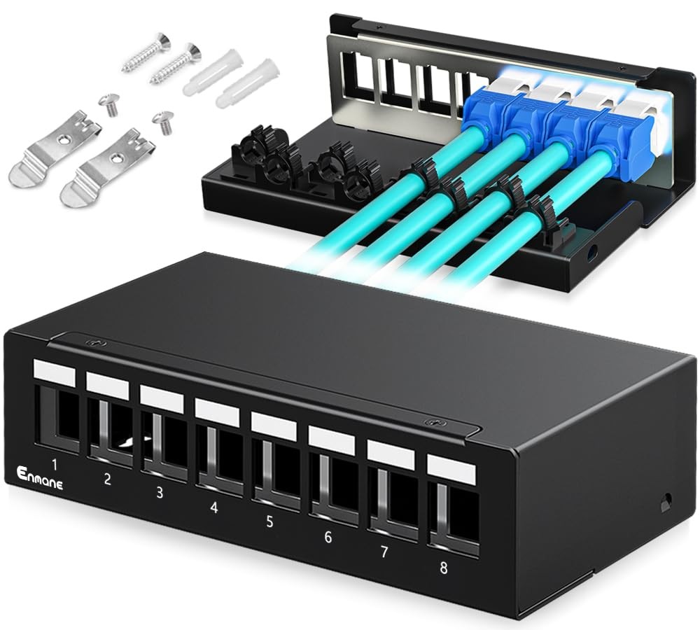 8 Port STP/UTP Blank Keystone Patch Panel Compatible LC/SC/ST/FC/USB/HDMI
