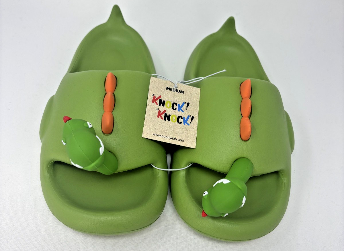 NWT - Fun Knock Knock Dinosaur Slides US SZ 8