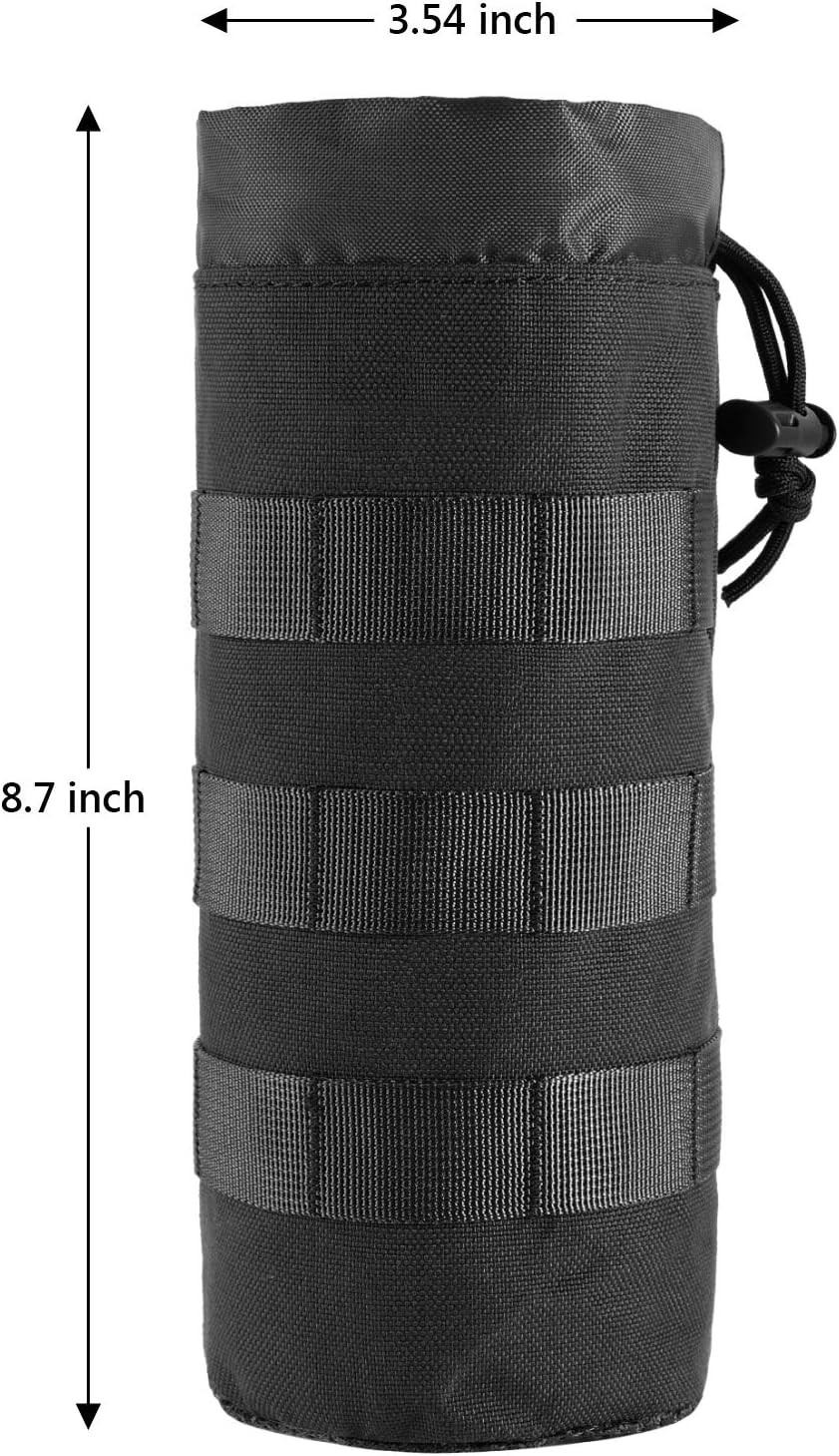 Tactical MOLLE Water Bottle Pouch with Drawstring Open Top & Mesh Bottom, Mil...