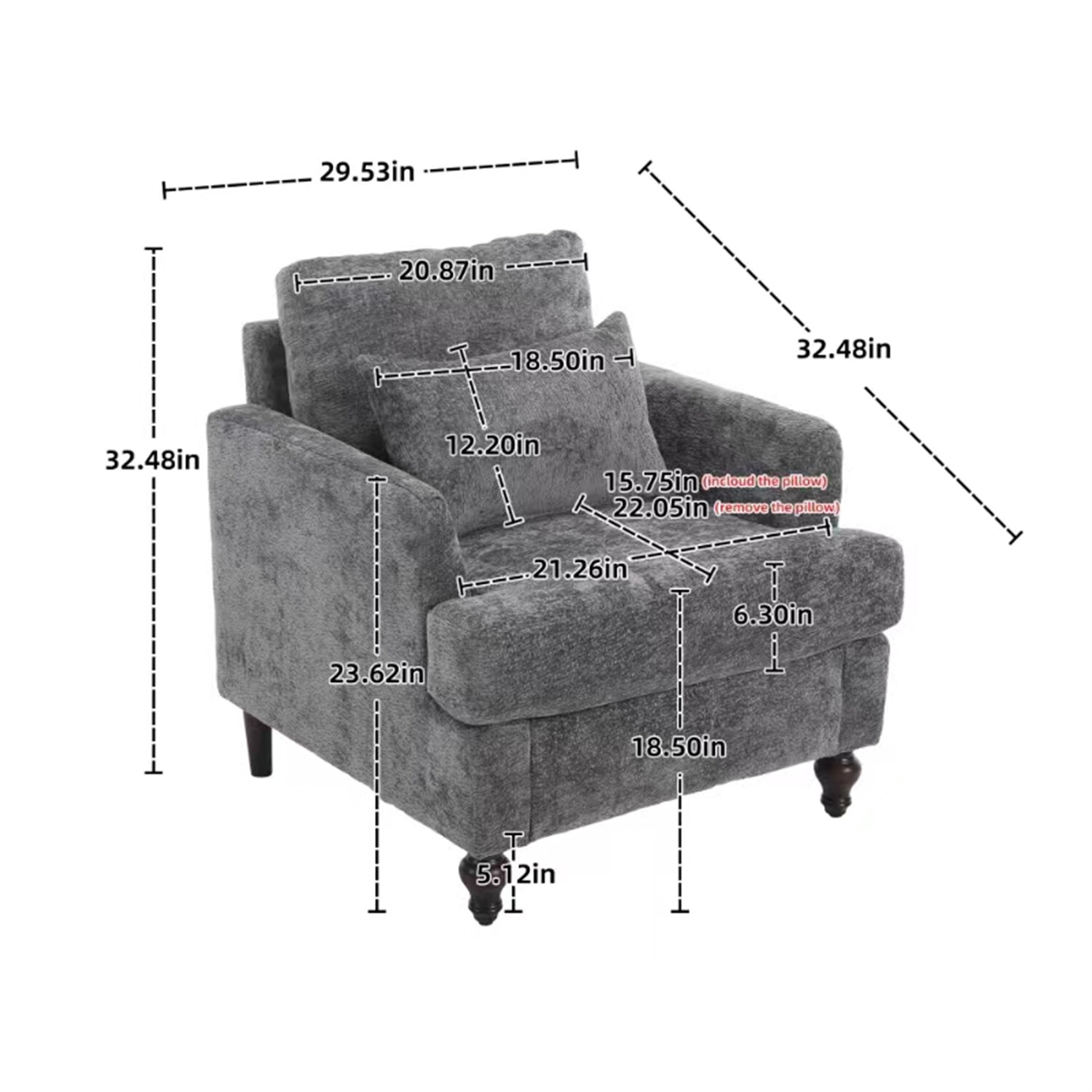 Modern Accent Chair Single Sofa Upholstered Armchair Lounge Chair Club Chair
