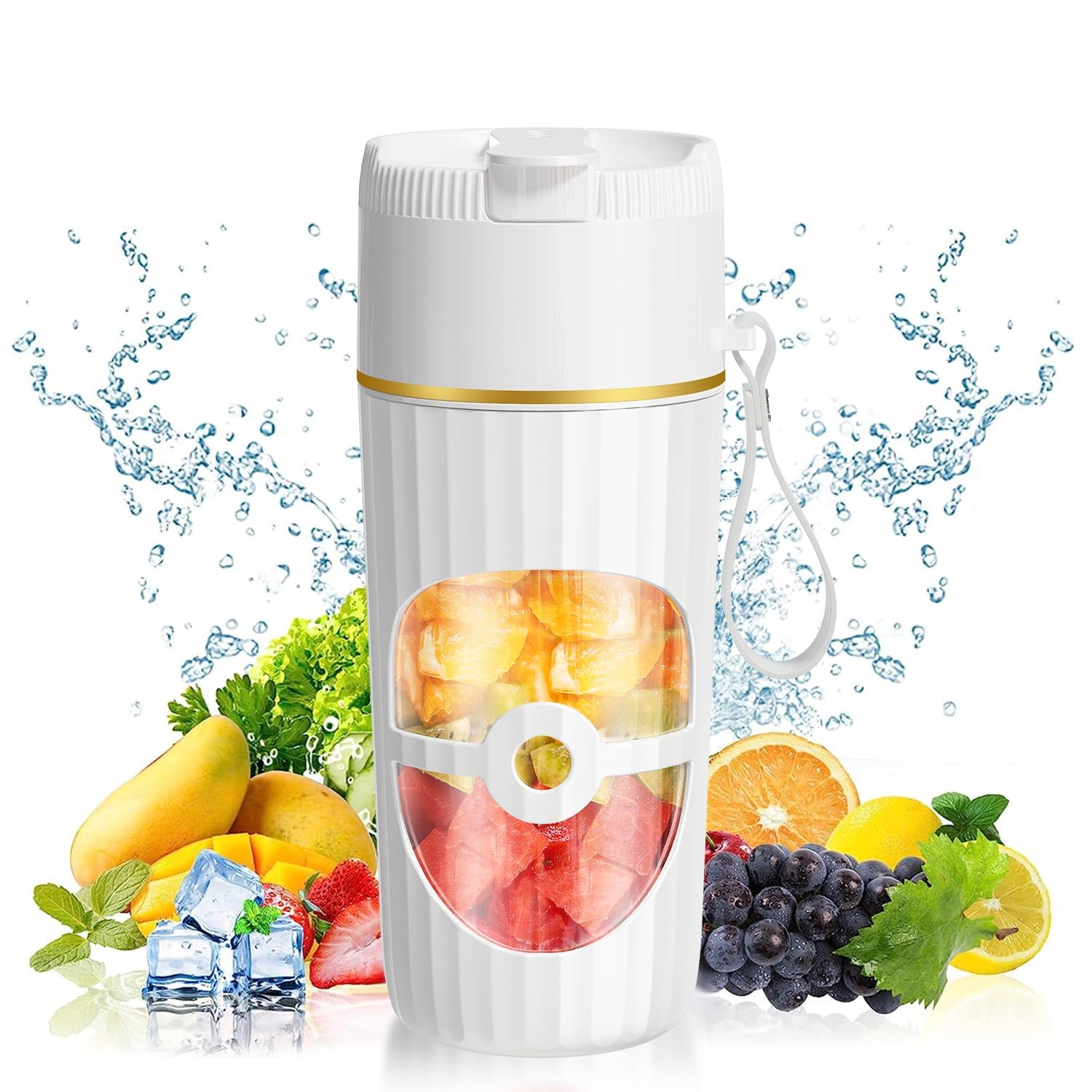 Glass USB-C Portable Blender - 8-Blade Cordless Smoothie Maker & Protein Mixe...