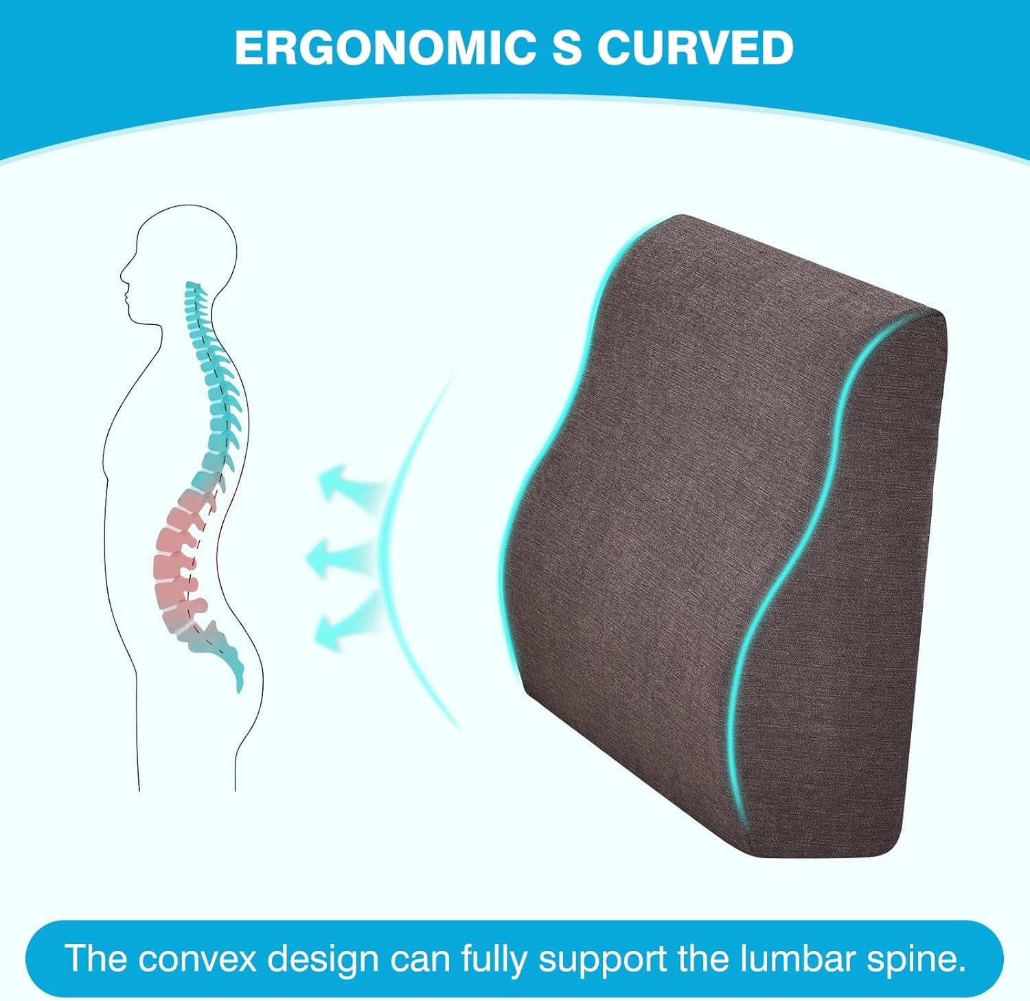 TANYOO Back Support Pillow for Recliner Dual Layer Lumbar Medium, Brown