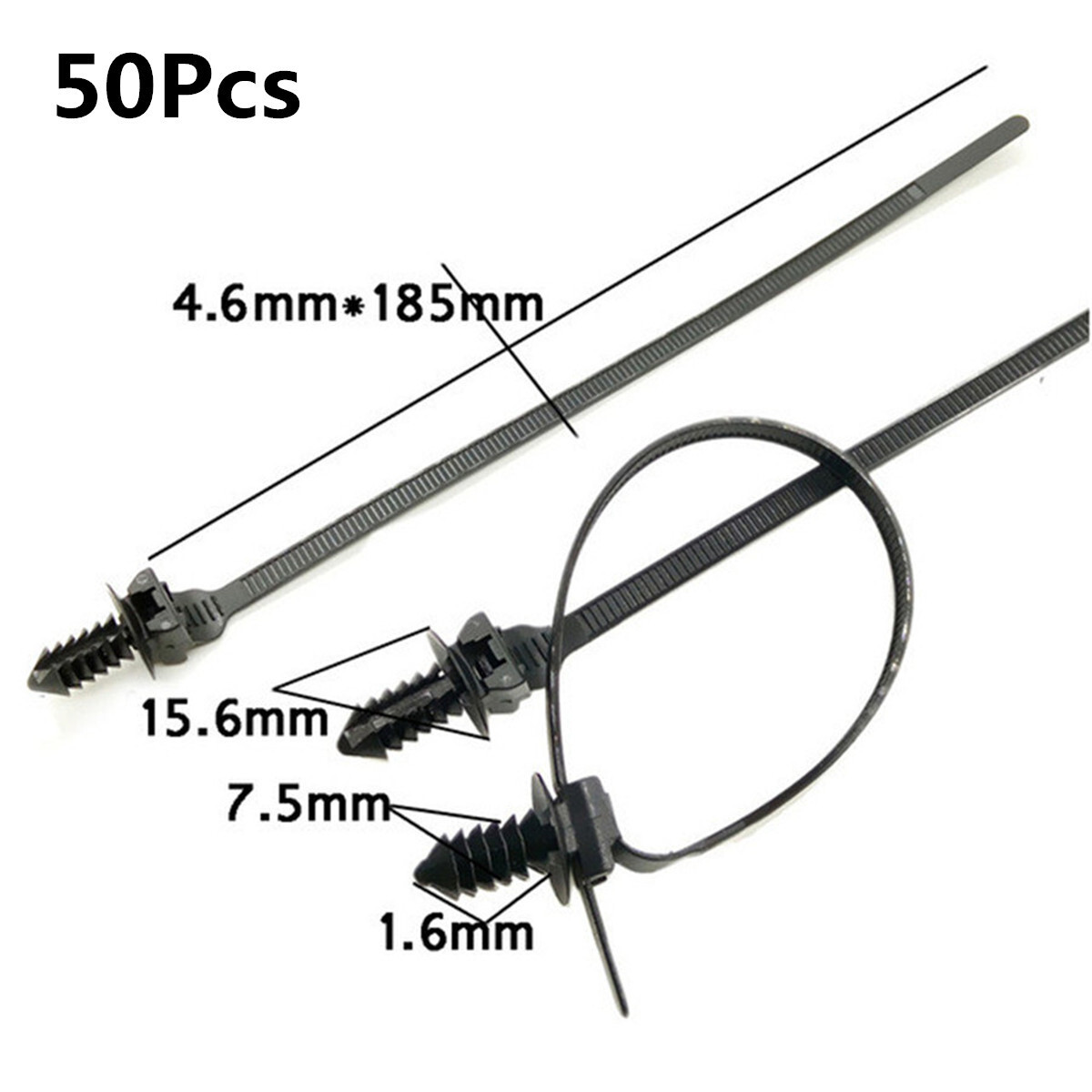 Car Push Mount Zip Ties Nylon Tie Wraps Clip Pipe Cable Fasteners Bundle Kit