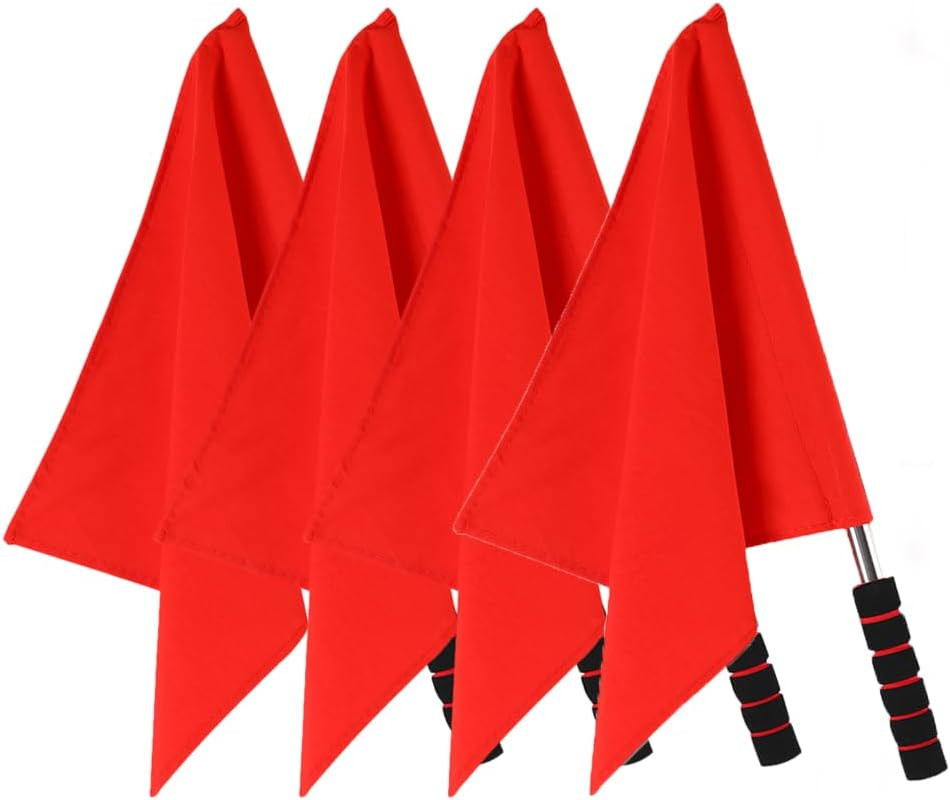 4Pcs Referee Flag Volleyball Line Judge Flags Stainless Steel Sponge Handle Trac