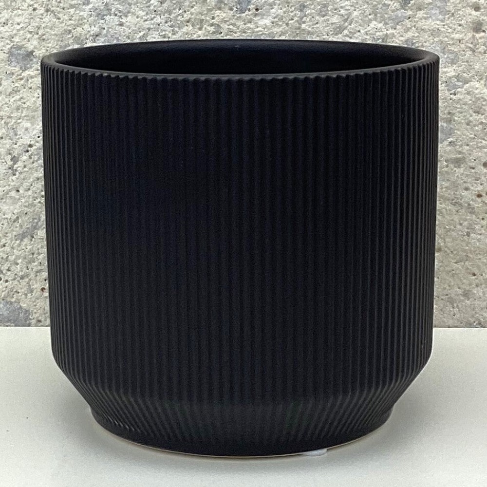 Matte Black Ribbed Planter