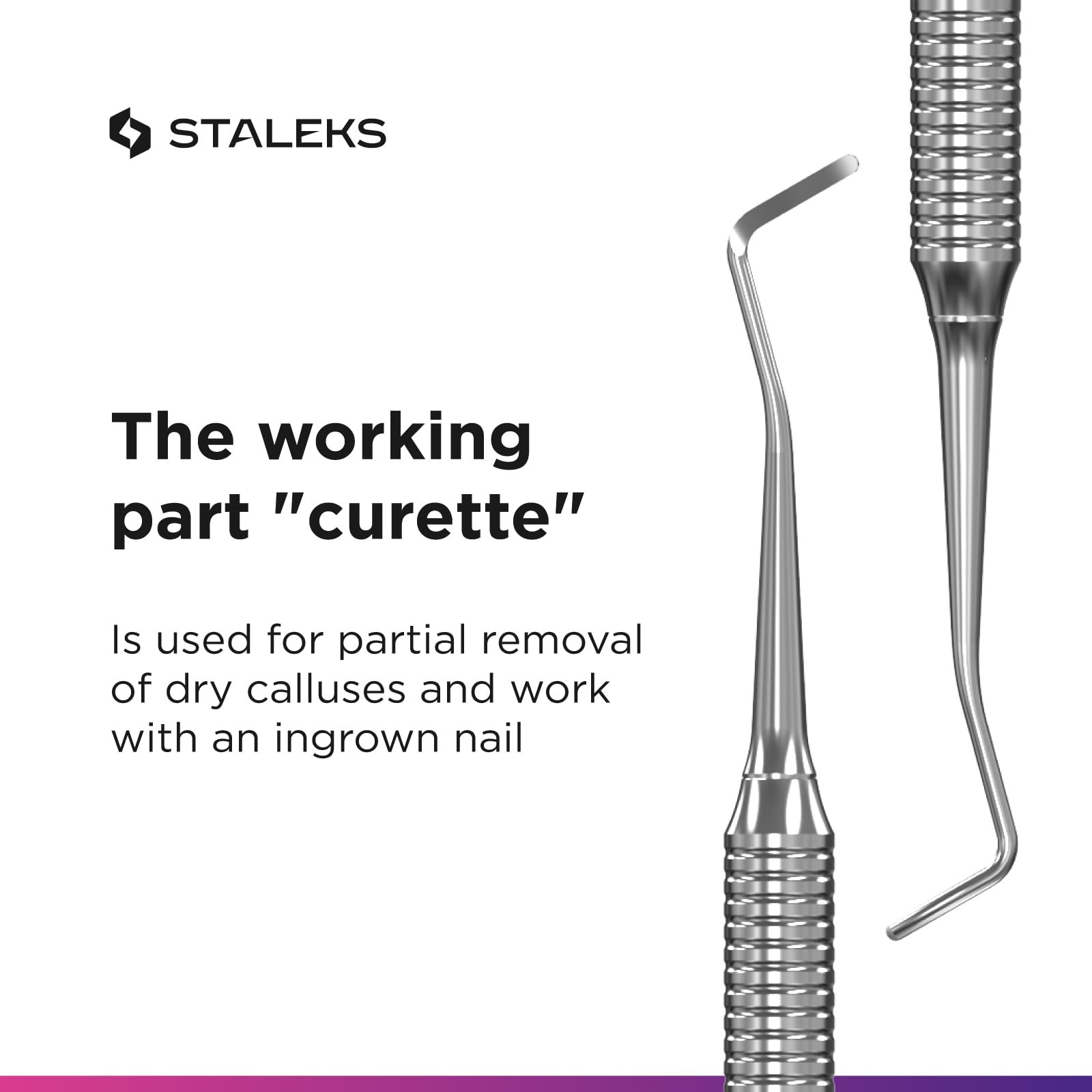 Glossy Silver Dual Function Pedicure Tool for Calluses and Ingrown Nails