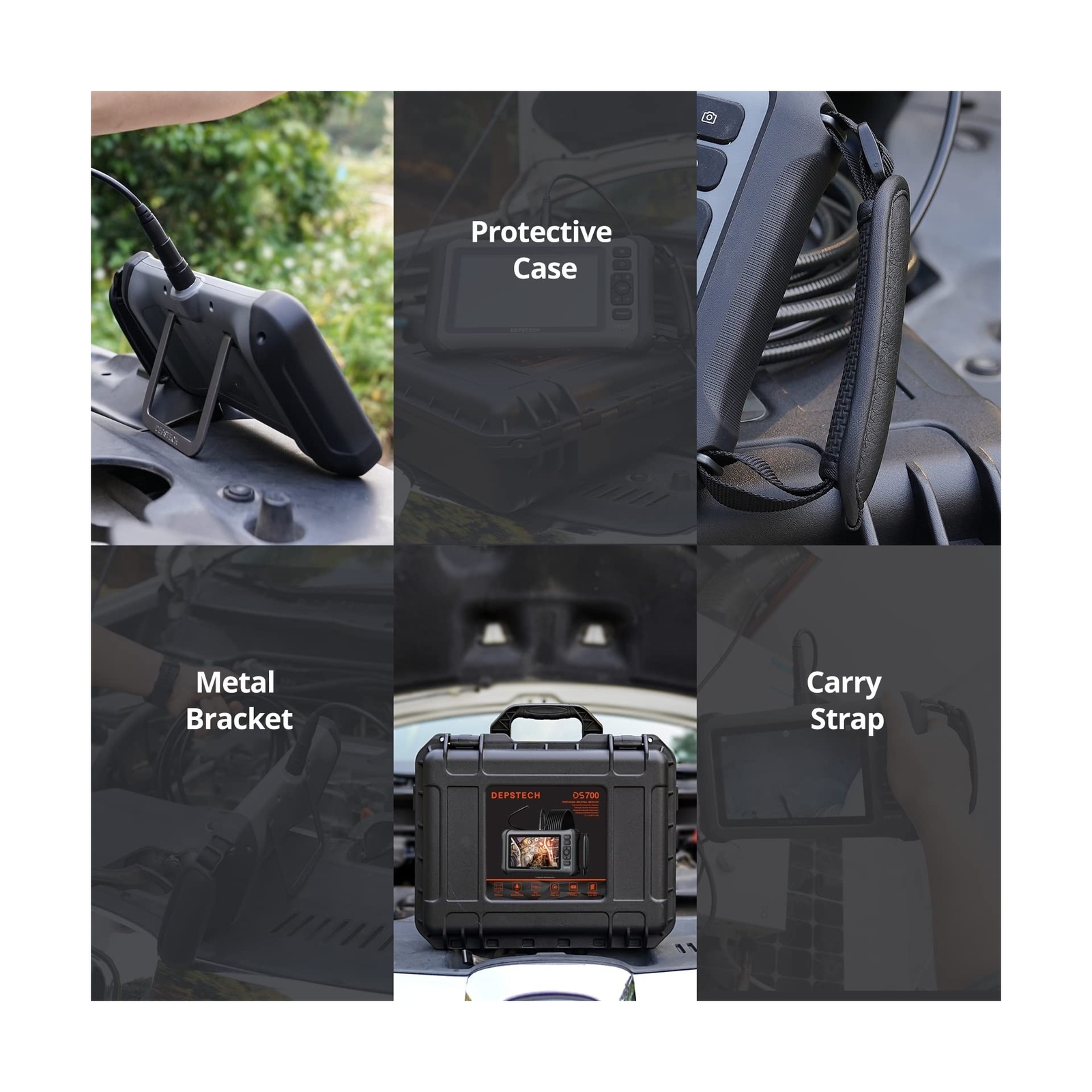 DEPSTECH 7'' IPS Screen Borescope, Triple Lens Endoscope Camera with Light, S...