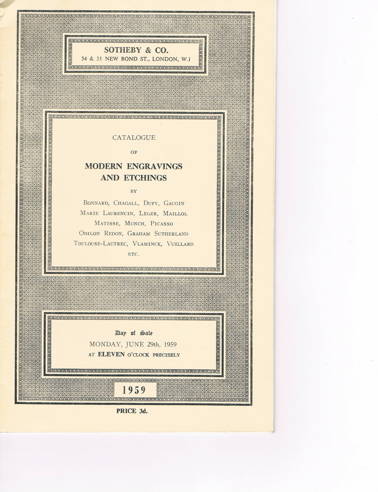 Sotheby's - Modern Engravings & Etchings - June 29 1959