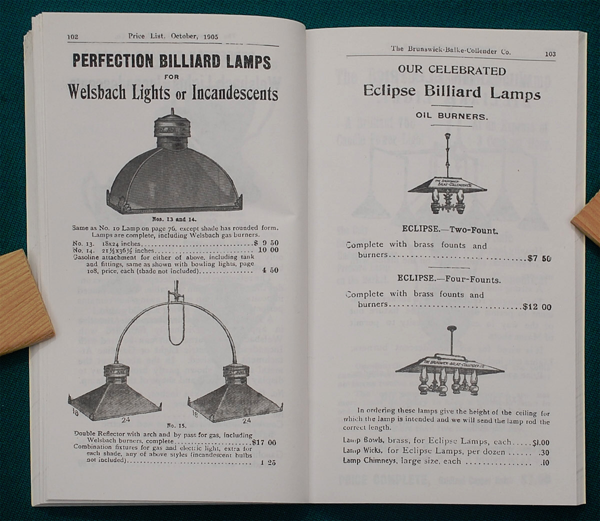 Reproduction of Rare 1905 BBC Billiard Price List/Catalog No. 1488
